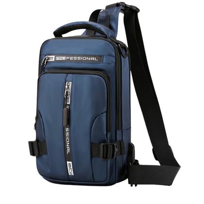 Imagem de Bolsa Masculina Casual Viagem Impermeável c Carregamento USB Cor:Azul