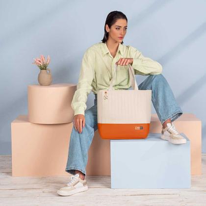 Imagem de Bolsa Maternidade Coleção Cores - Creme e Laranja