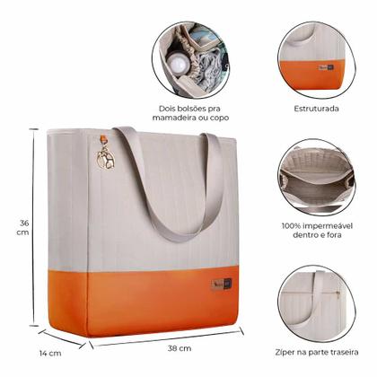 Imagem de Bolsa Maternidade Coleção Cores - Creme e Laranja