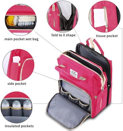 Imagem de Bolsa Maternidade Impermeável com berço dobrável e trocador de fraldas Grande