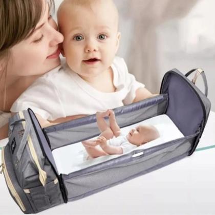Imagem de Bolsa Maternidade Impermeável com berço dobrável e trocador de fraldas Grande