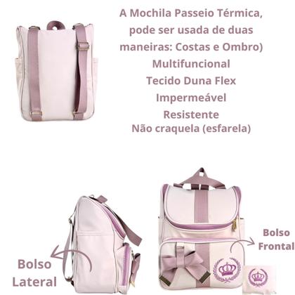 Imagem de Bolsa Maternidade Menina Tam. G + Mochila 2 Em 1  Creme c/Rosé+alça Removível