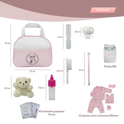 Imagem de Bolsa Maternidade Rosa com Pagão e Acessórios com 3 Fraldas