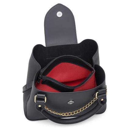 Imagem de Bolsa Média Feminina Detalhes De Corrente Com Alça Transversal E Divisórias