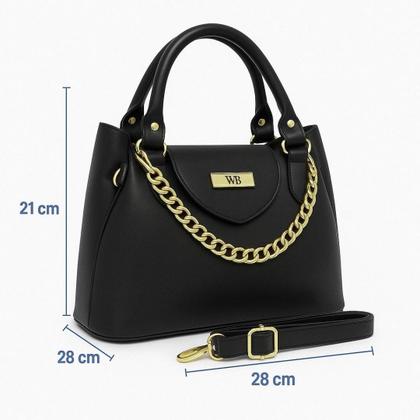 Imagem de Bolsa Média Feminina Detalhes De Corrente Com Alça Transversal E Divisórias