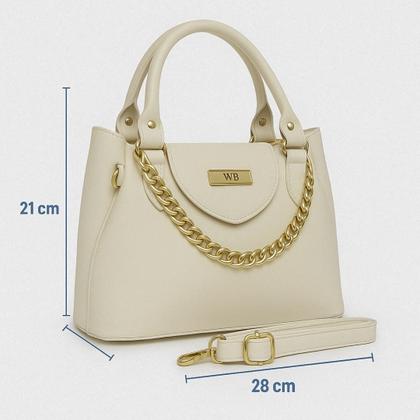 Imagem de Bolsa Média Feminina Detalhes De Corrente Com Alça Transversal E Divisórias