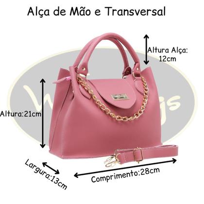 Imagem de Bolsa Média Feminina Detalhes De Corrente Com Alça Transversal E Divisórias