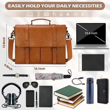 Imagem de Bolsa Messenger RAINSMORE para homens em couro impermeável de 15,6"