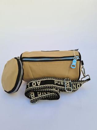 Imagem de Bolsa mini bag alça ombro e transversal estilo cilindro com porta-moedas impermeável 