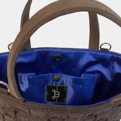Imagem de Bolsa mini tote de tresse de algodão e alças de couro