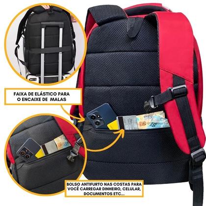 Imagem de Bolsa Mochila Antifurto Masculina Feminina Notebook Resistente A Agua Reforçada USB Escolar Faculdade