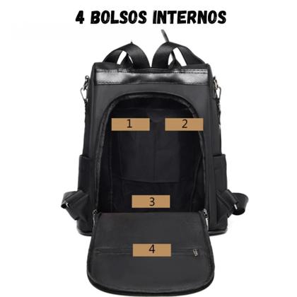 Imagem de Bolsa Mochila Feminina Alça Transversal e Costas Impermeável