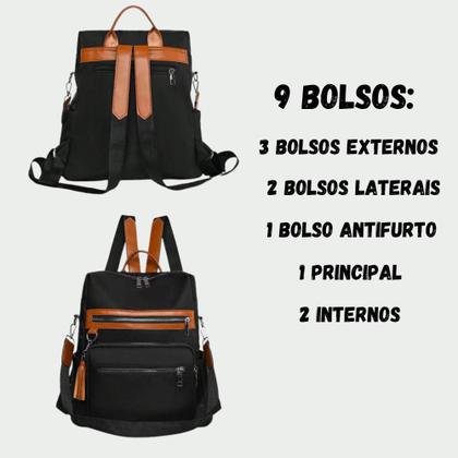 Imagem de Bolsa Mochila Feminina Alça Transversal e Costas Impermeável