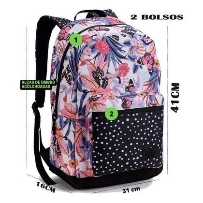 Imagem de Bolsa Mochila Feminina Escolar Universitária Casual Denlex DL1285