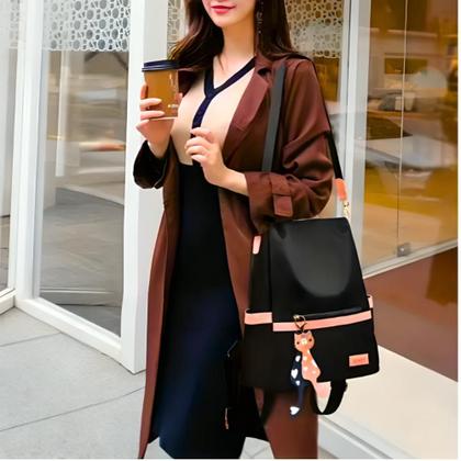 Imagem de Bolsa Mochila Feminina Grande Antifurto Impermeável Reforçada Com Alça Transversal E Costas Escolar Trabalho Passeio