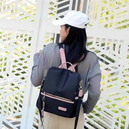 Imagem de Bolsa Mochila Feminina Grande Antifurto Impermeável Reforçada Com Alça Transversal E Costas Escolar Trabalho Passeio