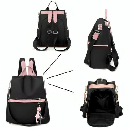 Imagem de Bolsa Mochila Feminina Grande Antifurto Impermeável Reforçada Com Alça Transversal E Costas Escolar Trabalho Passeio