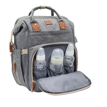 Imagem de Bolsa Mochila Mala Maternidade Bebê Passeio Impermeável Multifuncional Menina Menino Unissex Cinza Neutra Lolly