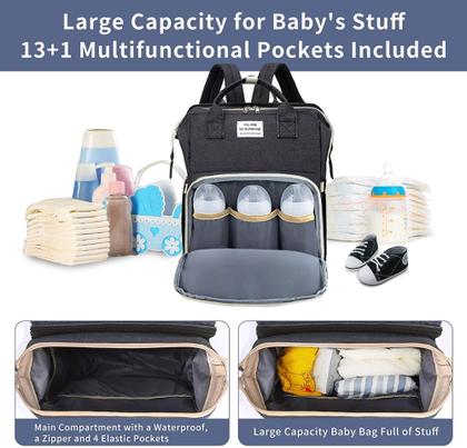 Imagem de Bolsa Mochila Maternidade Com Berço Dobrável e Trocador De fraldas Mamãe e Papai