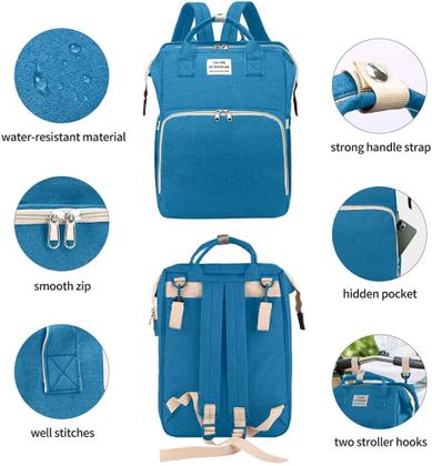 Imagem de Bolsa Mochila Maternidade Com Berço Dobrável e Trocador De fraldas Mamãe e Papai