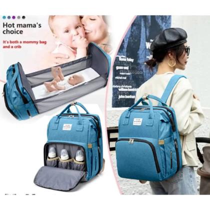 Imagem de Bolsa Mochila Maternidade Com Berço Dobrável e Trocador De fraldas Mamãe e Papai