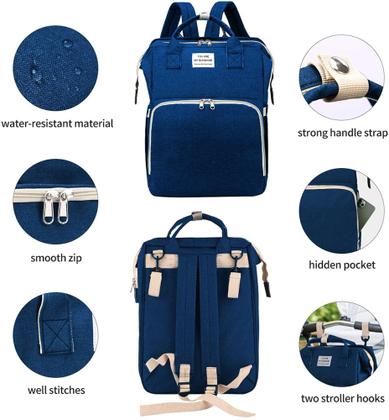 Imagem de Bolsa Mochila Maternidade Com Berço Dobrável e Trocador De fraldas Mamãe e Papai