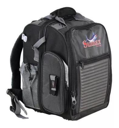 Imagem de Bolsa mochila pesca sumax sm-1203 n2 preta c/3 estojos para iscas - carretilhas - apetrechos