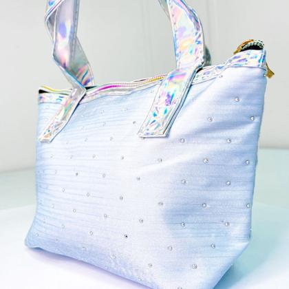 Imagem de Bolsa nécessaire alça mao infantil impermeável holográfica fashion