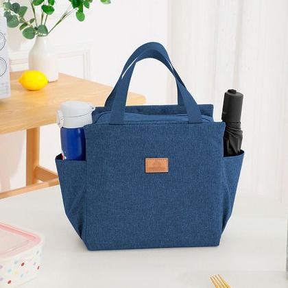 Imagem de Bolsa Necessaire Feminina Térmica Porta Marmita Lancheira Escolar Casual Dia a Dia Média Com Ziperes Fortes Resistente
