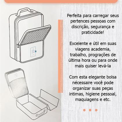 Imagem de Bolsa Necessaire Porta Lingerie Sutiã Calcinha 4 Divisórias