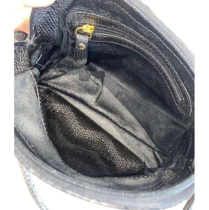 Imagem de Bolsa nina p em couro preto tressê