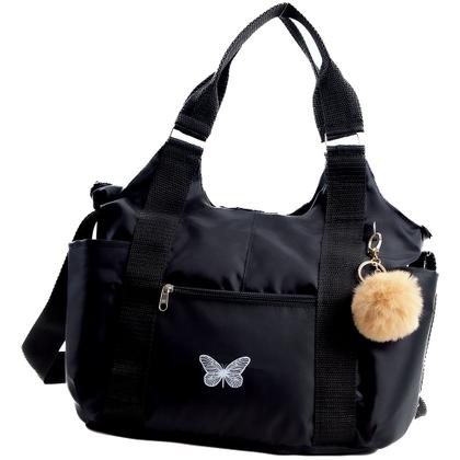 Imagem de Bolsa Nylon Feminina Grande Estampa Borboleta alças transversal regulável e ombro lateral moda casual trabalho academia treino praia piscina dia dia