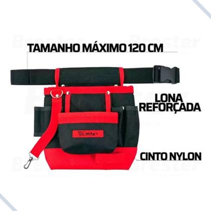 Imagem de Bolsa P/ Ferramentas Mtx C/cinto Em Lona 7 Bolsos COD 902419
