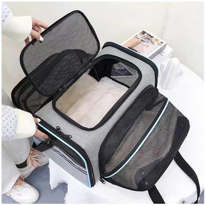 Imagem de Bolsa para Cao Gato Cachorro Pet Transporte Animal de Estimaçao Pequeno Porte Sacola Expansivel Passeio Viagem Carro Onibus Aviao