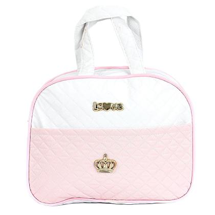 Imagem de Bolsa para Enxoval Meninas Rosa e Branco p Boneca Reborn