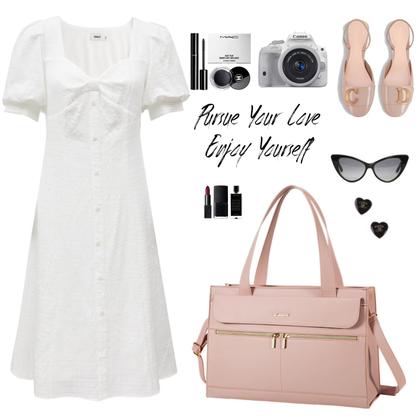 Imagem de Bolsa para laptop LOVEVOOK para mulheres de 15,6 polegadas de couro impermeável rosa