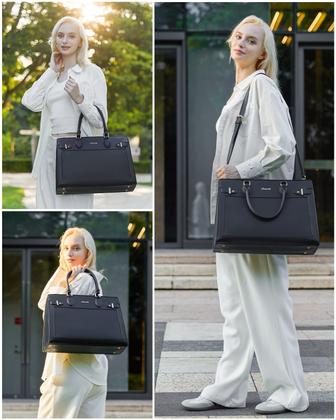 Imagem de Bolsa para laptop LOVEVOOK para mulheres em couro PU de 17 polegadas à prova d'água