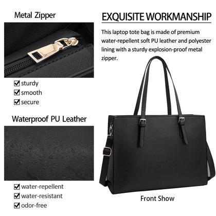 Imagem de Bolsa para Laptop NUBILY 15,6" - Impermeável e Leve em Couro Preto