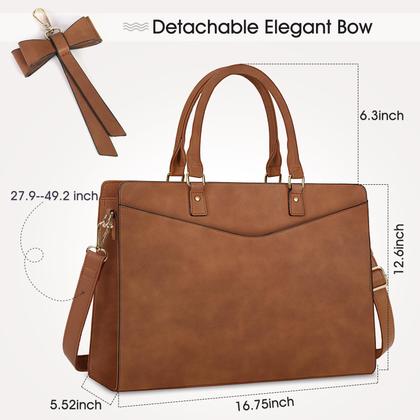 Imagem de Bolsa para laptop RAINSMORE PU de couro de 15,6 polegadas impermeável para mulheres