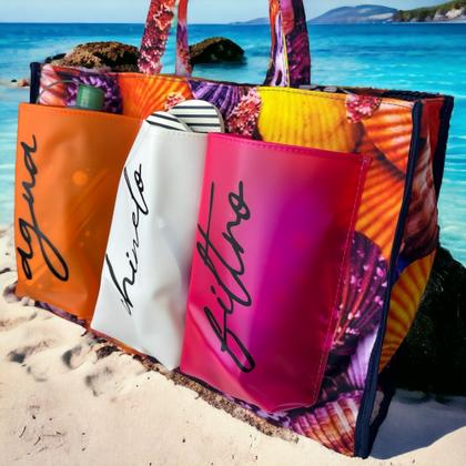 Imagem de Bolsa Para Praia Piscina Clube Academia Férias Viagem Reforçada 3 Bolsos - Várias Cores - BM3