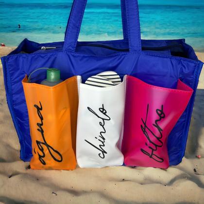 Imagem de Bolsa Para Praia Piscina Clube Academia Férias Viagem Reforçada 3 Bolsos - Várias Cores - BM3