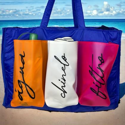 Imagem de Bolsa Para Praia Piscina Clube Academia Férias Viagem Reforçada 3 Bolsos - Várias Cores - BM3
