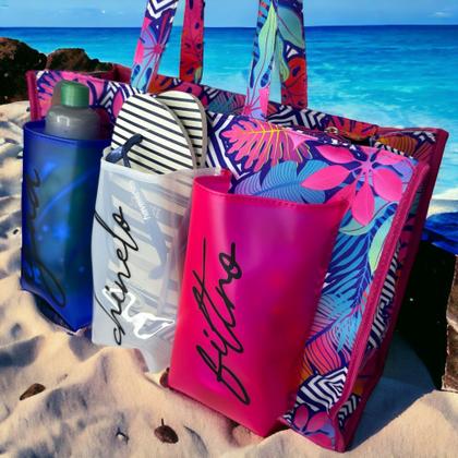 Imagem de Bolsa Para Praia Piscina Clube Academia Férias Viagem Reforçada 3 Bolsos - Várias Cores - BM3