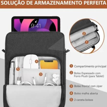 Imagem de Bolsa Pasta C/alça Para Tablet Xiaomi Redmi Pad2 11' +Teclado Mouse