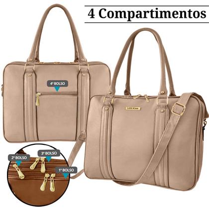 Imagem de Bolsa Pasta Executiva Para Notebook Feminina Masculina de Couro Reforçada Para o Trabalho e Dia a Dia e Faculdade