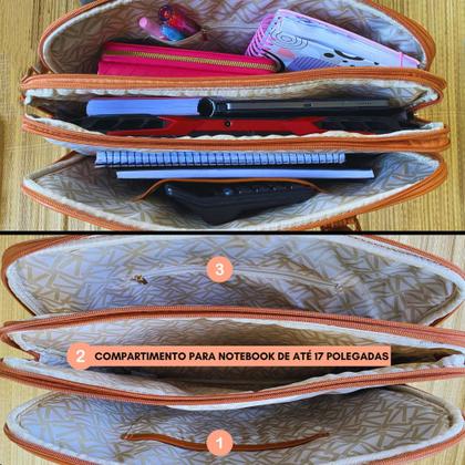 Imagem de Bolsa Pasta Executiva Para Notebook Feminina Masculina de Couro Reforçada Para o Trabalho e Dia a Dia e Faculdade