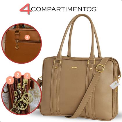 Imagem de Bolsa Pasta Executiva Para Notebook Feminina Masculina de Couro Reforçada Para o Trabalho e Dia a Dia e Faculdade