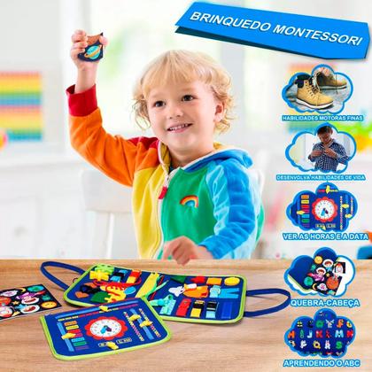 Imagem de Bolsa Pasta Infantil Pedagógica Atividades Aprendizados Montessori Sensorial e Diversão Pré-escolares