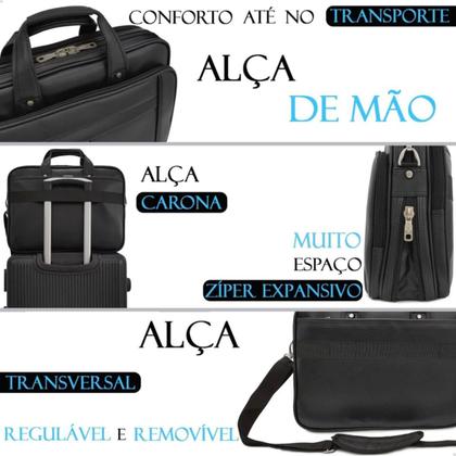 Imagem de Bolsa Pasta Maleta Case Executiva P/ Notebook Grande Tiracolo Feminina Masculina KVN