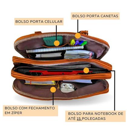 Imagem de Bolsa Pasta Notebook Executiva Social Masculina Feminina Para Trabalho Faculdade Dia a Dia